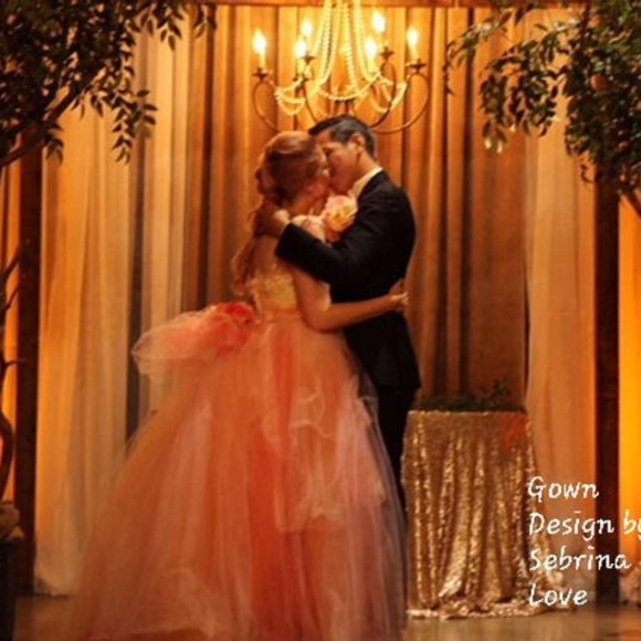 KELSEY Blush Lace & Tulle Wedding Ballgown Set - Picture 2 of 8